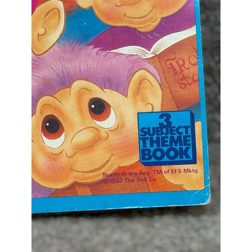 Vintage 1992 Norfin Trolls 3 Subject Notebook Binder Paper School Folder Retro